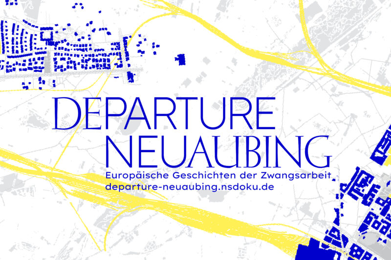 Flyer des Projektes Departure Neuaubing Europäische Geschichten der Zwangsarbeit